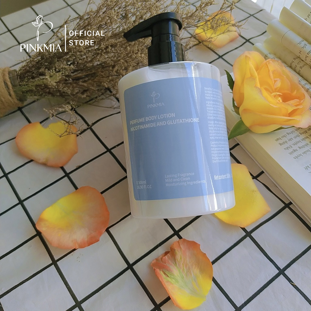 Sữa Tắm Trắng Nước Hoa, Sữa Dưỡng Thể Cấp Ẩm Làm Trắng Nicotinamide Pinkmia - 500ml
