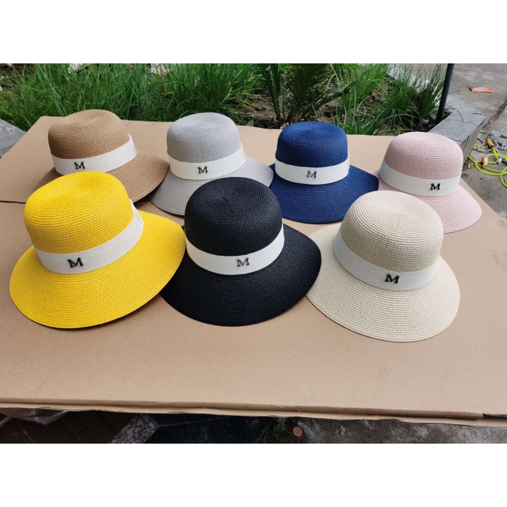 [Hàng Quảng Châu] Nón Cói Đi Biển Chữ M, Mũ Cói Nữ Rộng Vành Form Chuẩn Đẹp Nhiều Màu Hot Trend [Có Đóng Hộp]