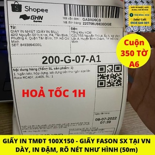 Cuộn Tem Nhiệt A6 - Giấy In Nhiệt 100x150 mm - Tem Đơn Hàng (50 Mét - 350 tem)