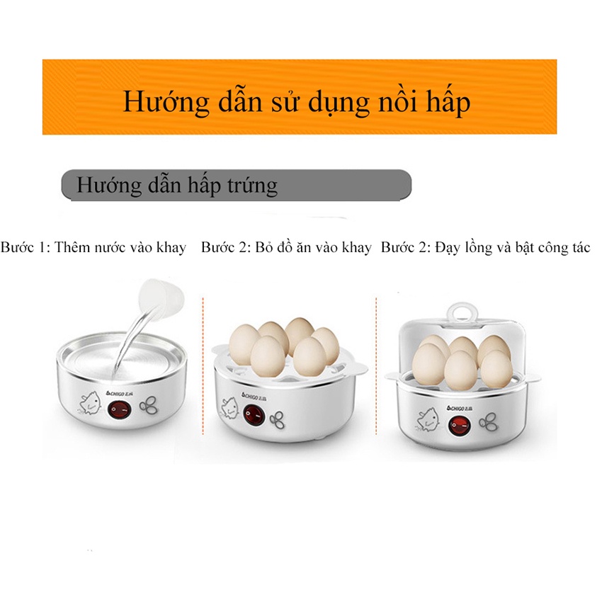 Nồi Hấp Mini 2 Ngăn ChiGo ZDQ210, Nồi Hấp Thức Ăn Điện Đa Chức Năng 2 Lớp Chống Cháy Khi Hết Nước Làm Nóng Đều 360 Độ