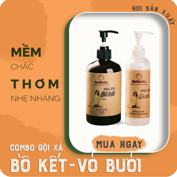 Combo gội xả: dầu gội bồ kết, dầu xả thiên nhiên‍♀️dầu gội thảo dược mềm mượt, chắc khỏe QUÊ MỘT CỤC (HANDMADE)