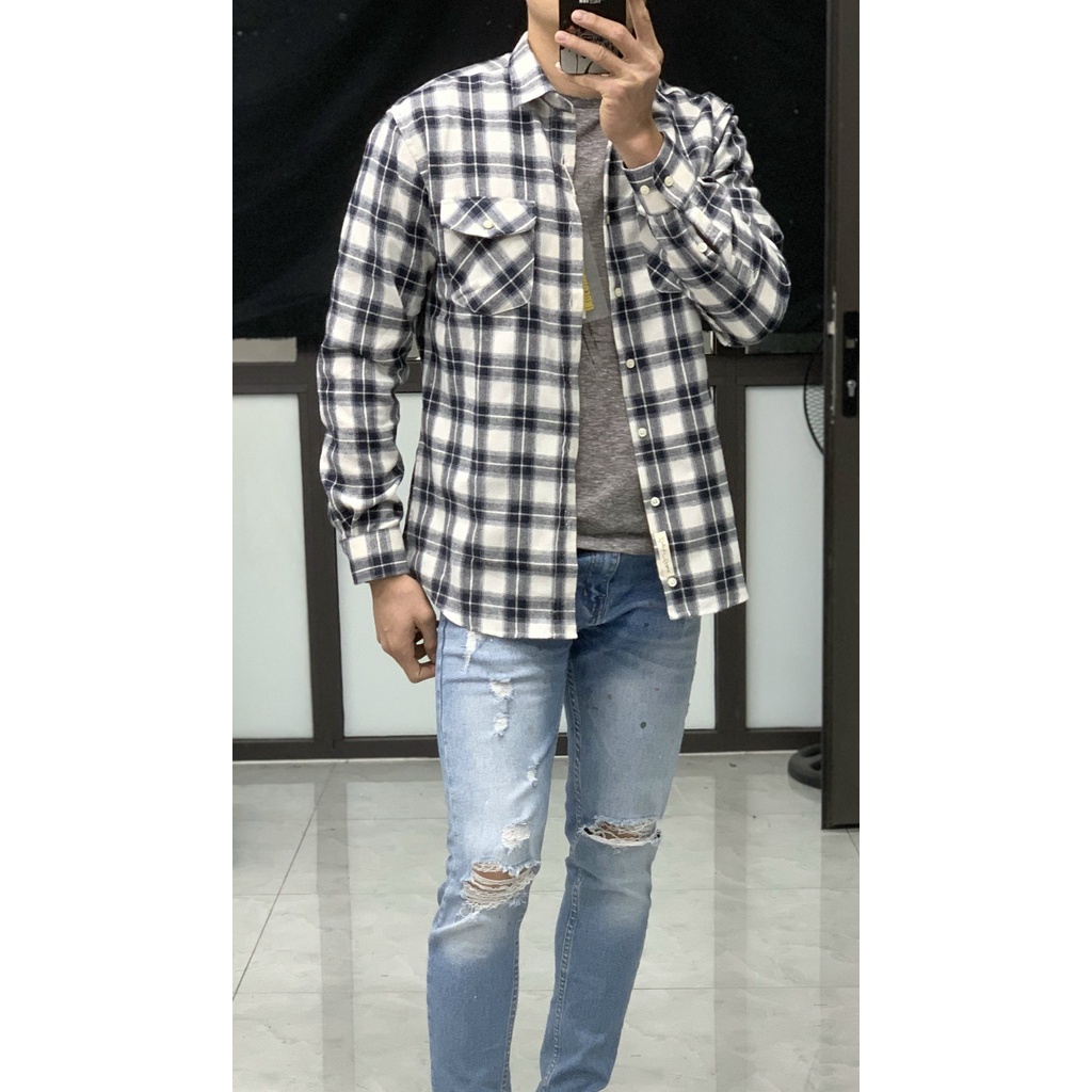 Aó sơ mi nam dài tay UNDES VNXK chính hãng,Form Slim,chất vải Flannel mềm mịn Hàng VNXK