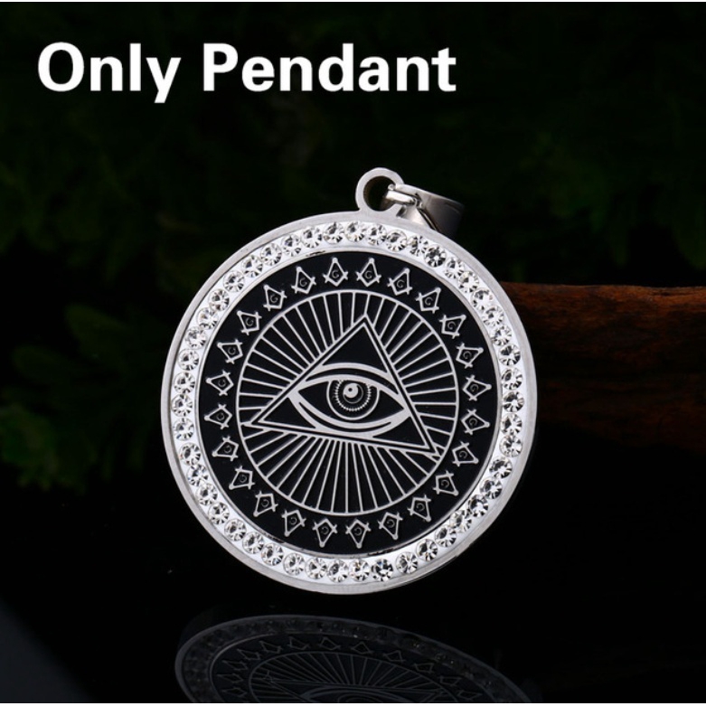 Thép không gỉ mới Mens Iced Out Bling Eyes of Evil Masonic Rays Dây chuyền Hip Hop Mặt dây chuyền Trang sức Punk