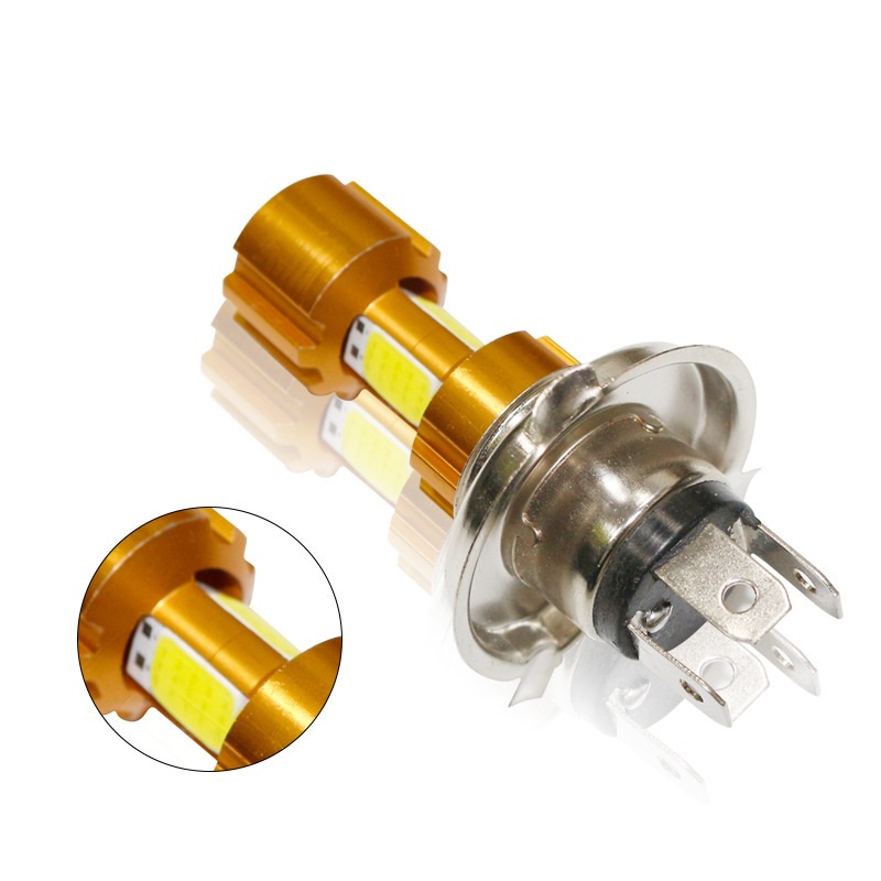 Đèn pha xe máy 3 chấu màu đồng siêu sáng tiết kiệm điện bình ác quy chiếu sáng khảng cách xa