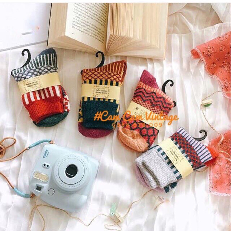 TẤT THỔ CẨM ,VỚ THỔ CẦM LÔNG THỎ VINTAGE DÀY DẶN SIÊU XINH