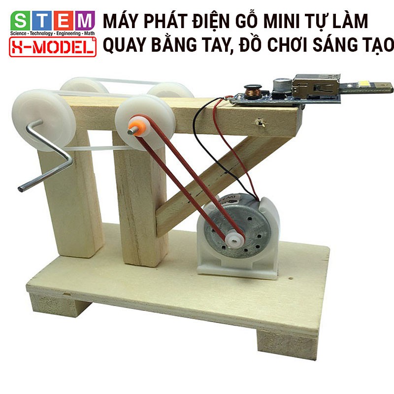 Đồ chơi thông minh, sáng tạo STEM  máy phát điện gỗ mini quay tay X-MODEL ST62 cho bé, Đô chơi trẻ em DIY| Giáo dục STEM