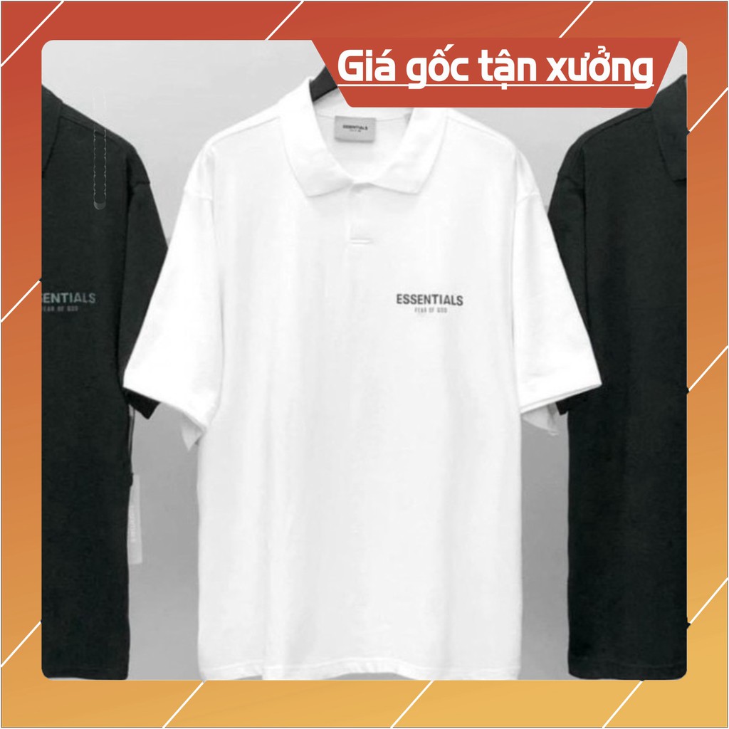 Áo phông có cổ chữ ESSENTIALSS  [FREESHIP] Áo phông cotton chất đẹp mát, áo unisex, áo phông trắng đen các kiểu