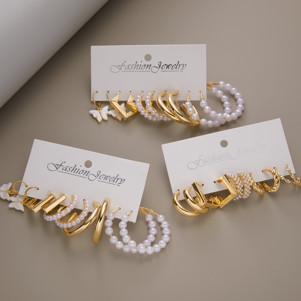 Set khuyên tai Rinhoo tùy chọn số lượng thời trang phong cách retro