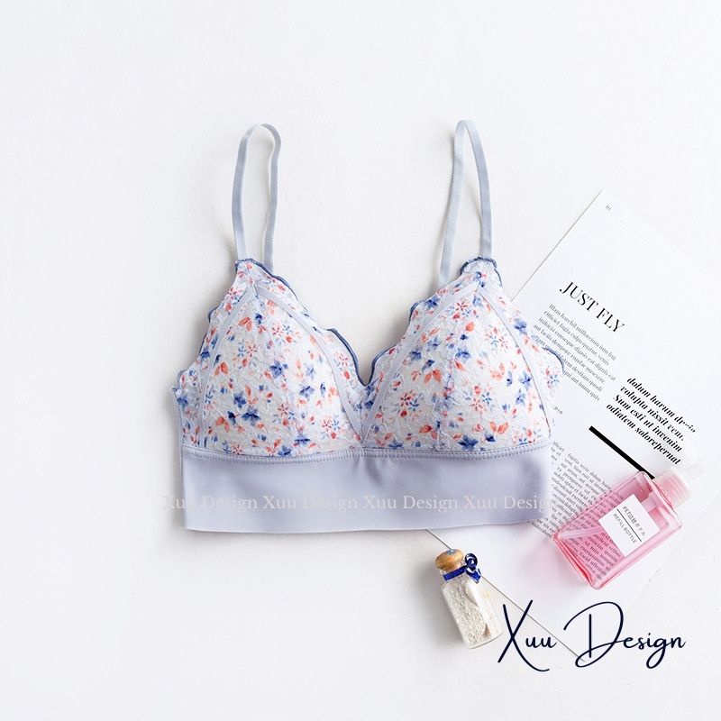 Áo ngực nữ Wexuu áo bra hoa nhí trẻ trung ngọt ngào, không gọng đệm mỏng viền Su siêu thoải mái - BR17