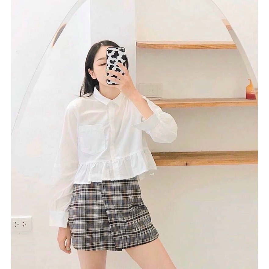 Áo peplum bèo trắng đơn giản đễ mix đồ  KÈM ẢNH THẬT