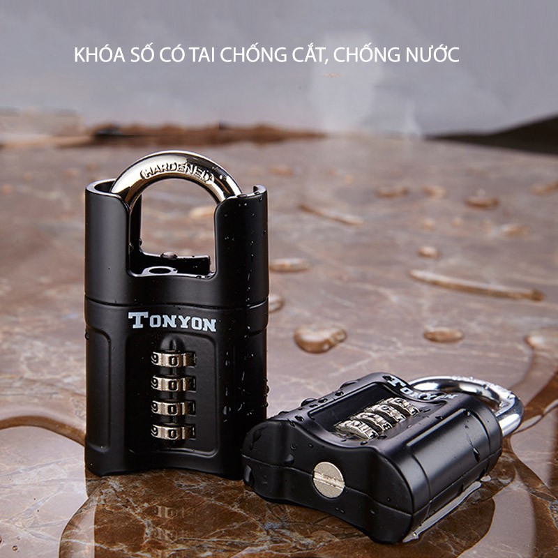 Khóa số chống cắt chống trộm loại 4 mã số, móc khóa thép cứng D8cm, vỏ hợp kim kẽm mạ không gỉ TY25011