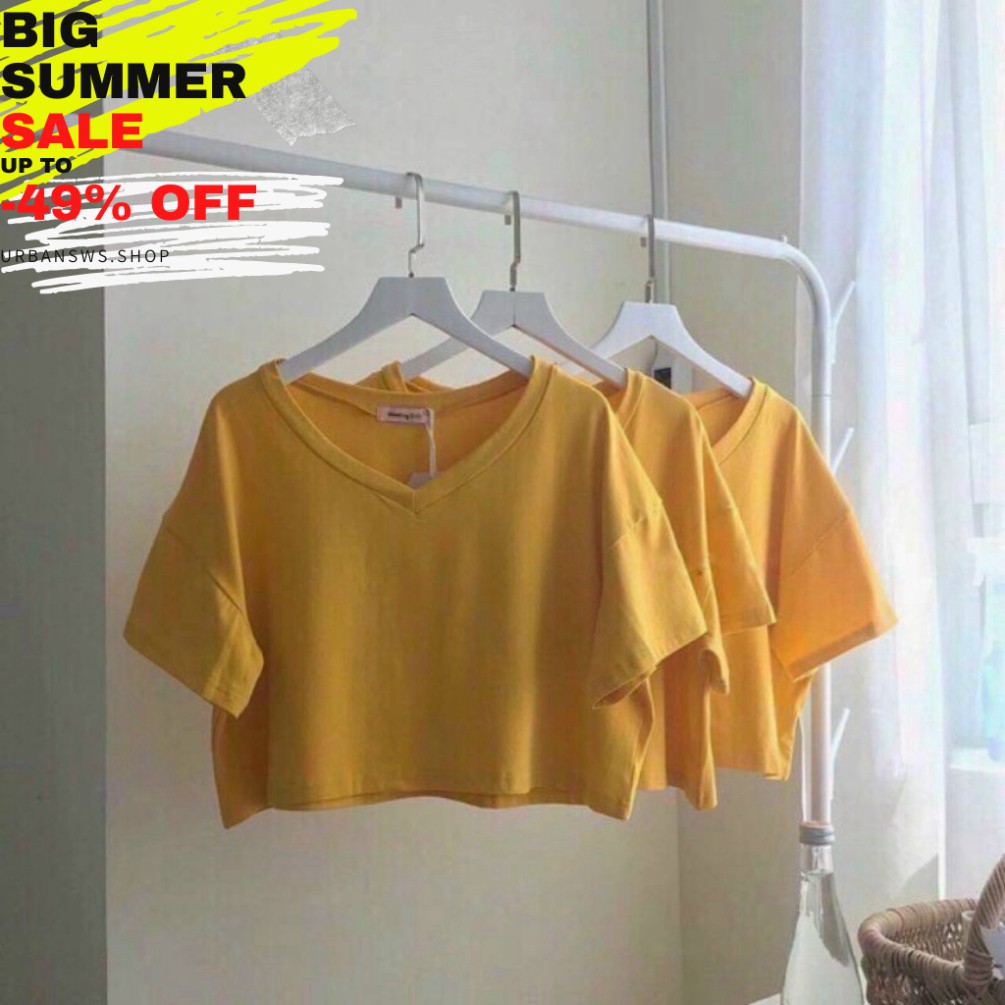 (XẢ KHO NGHỈ SHOPEE) Áo Thun Crop top Nữ Chất Cotton Mịn, Mát Cho Mùa Hè Nóng Nực