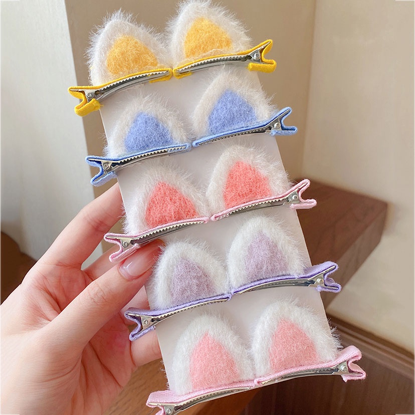 Kẹp tóc hình tai mèo bằng lông nhung dễ thương xinh xắn cho bé gái