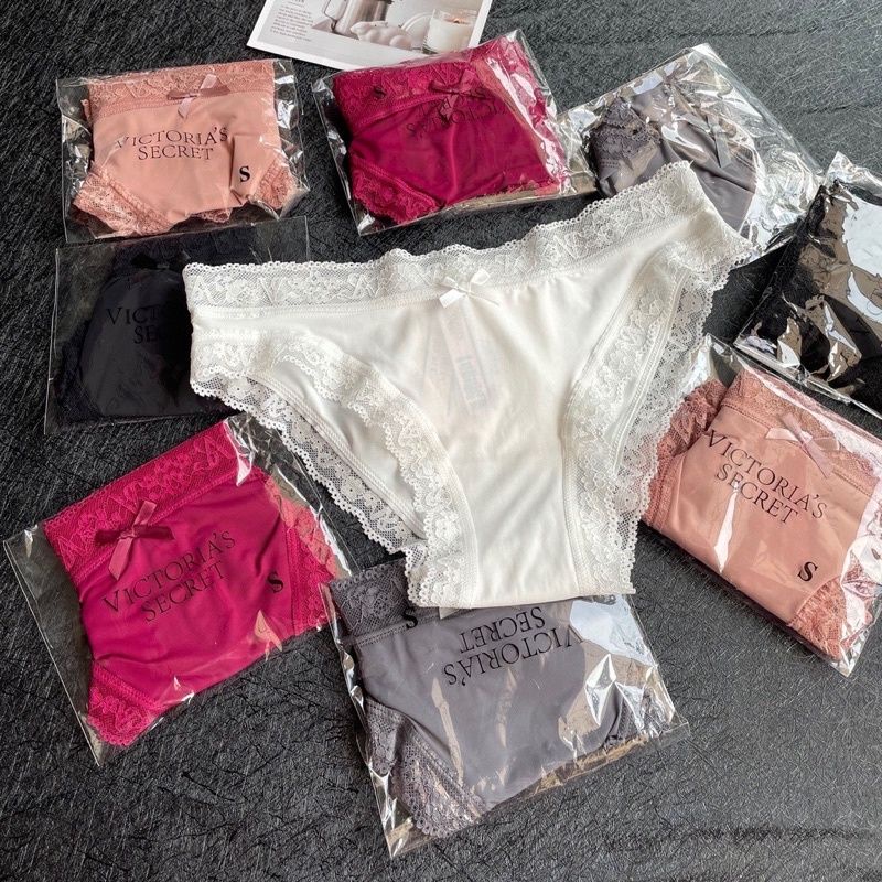 Quần lót Victoria's Secret cotton thun viền ren, quần chip