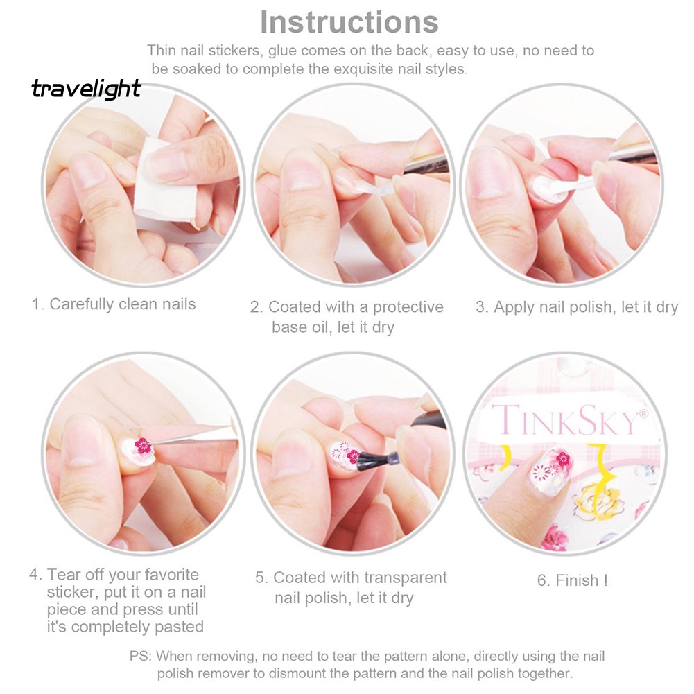 Set 5p tờ sticker hình hoa thời trang dán móng trang trí