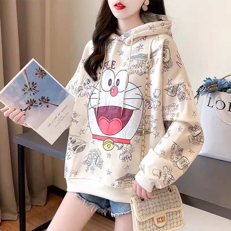 [Jamela] Áo hoodie nữ Doreamon thời trang Hàn Quốc