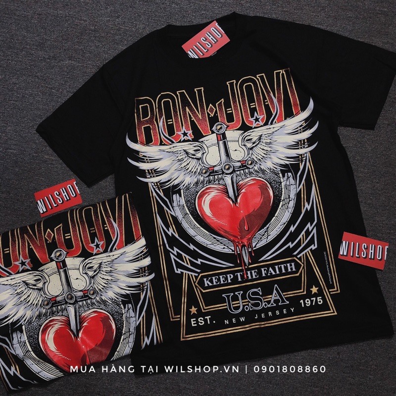 (M, L) ÁO BON JOVI - ROCK BAND TEE - ÁO PHÔNG ÁO THUN NHẠC ROCK UNISEX - ROCKTEE