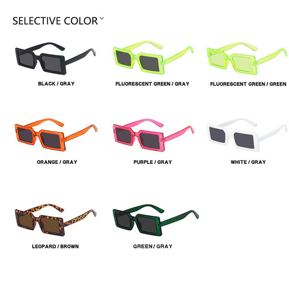 EXPEN Vintage Outdoor Eyewear Cool Green Fluorescent Rectangle Sunglasses Women Thick Frame Fashion Street Shot Retro Ladies UV400 Protection