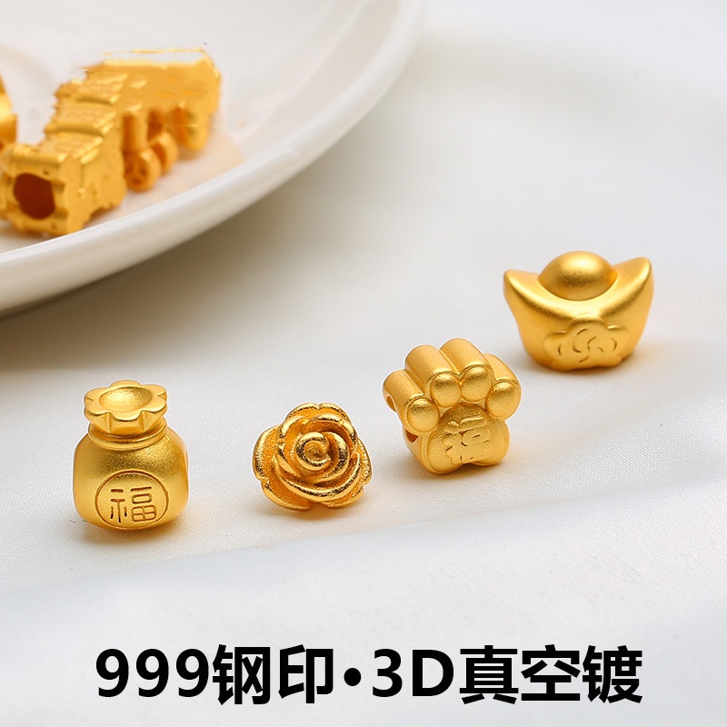 Hạt Xỏ Lỗ Lớn Bằng Thép 999 Dùng Làm Vòng Đeo Tay Nhiều Màu Sắc