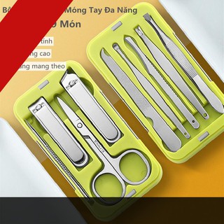 [ hot sale ] [Hàng mới về] Bộ 9 dụng cụ chăm sóc móng bằng thép không gỉ kèm hộp đựng nam châm cao cấp tiện dụng