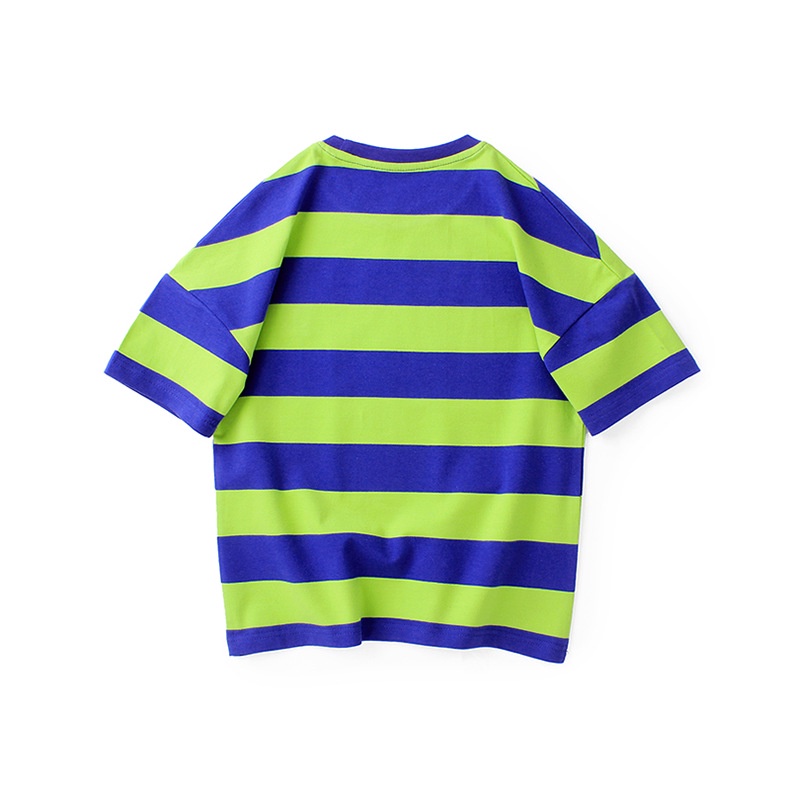 Áo thun SOFFNY chất liệu cotton tay ngắn họa tiết kẻ sọc in hình hoạt hình thời trang mùa hè cho bé trai 4-16 tuổi