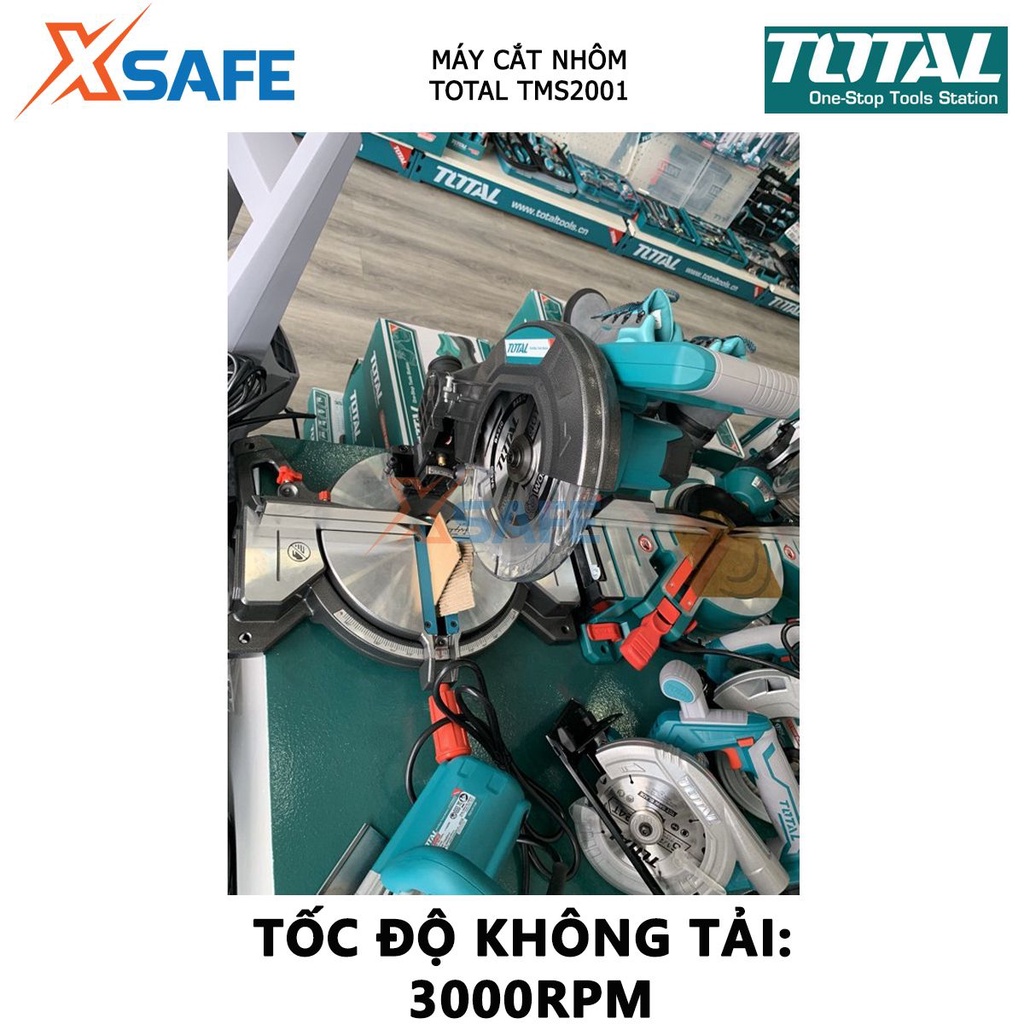 Máy cắt nhôm TOTAL TMS2001 Máy cắt dùng pin 20V Lưỡi cắt 210mmx25.4mmx2.8mm, 3000rpm Cắt góc 45 độ