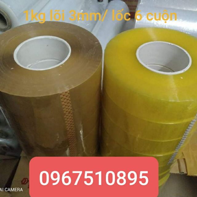 [ GIÁ SỐC ] 1 LỐC 6 CUỘN BĂNG DÍNH 1KG/ CUỘN LÕI 3MM SIÊU MỎNG