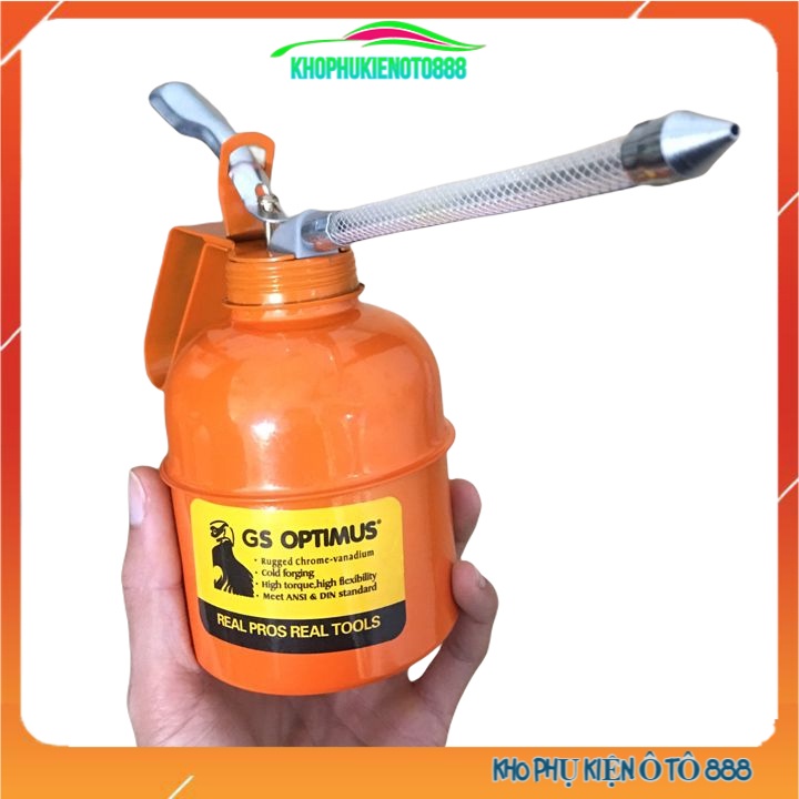 Bình bơm vịt dầu châm nhớt GS dung tích 450ml vòi mềm màu cam