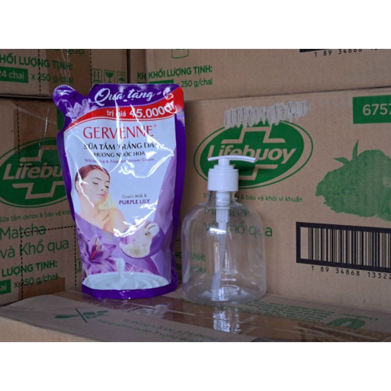 Sữa tắm túi 380g GERVENE tặng kèm Bình chiết