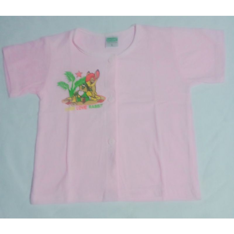 Áo nút giữa tay ngắn màu sơ sinh 100% cotton