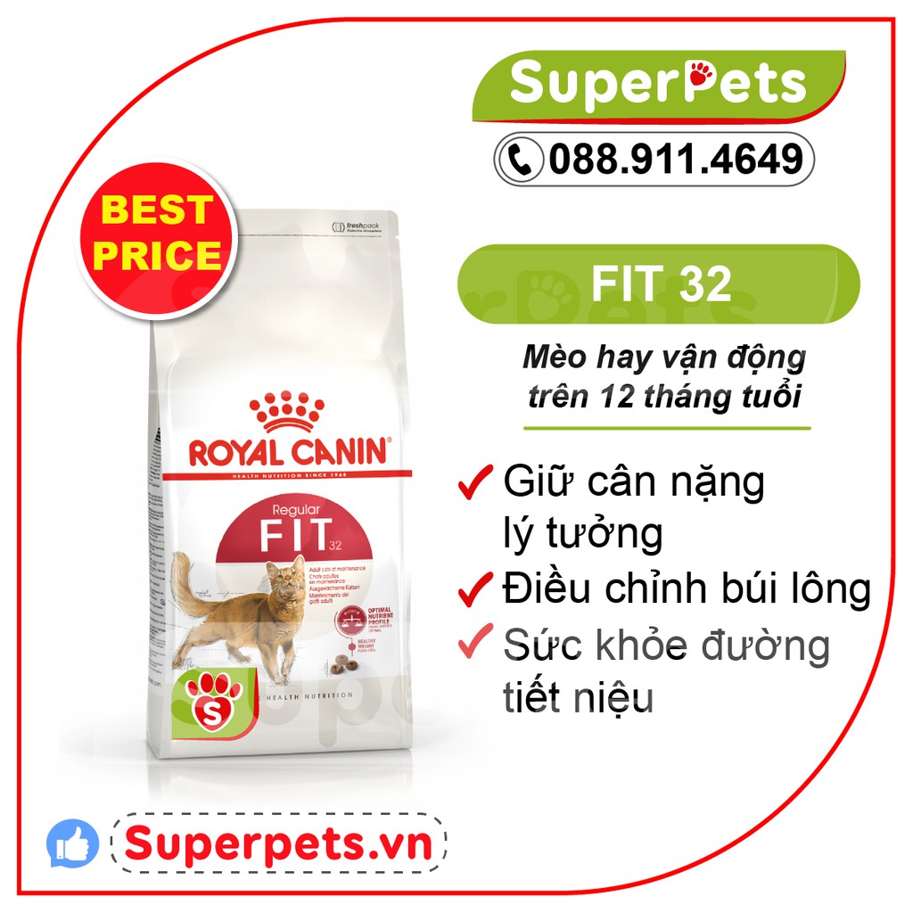 Hạt Royal Canin Fit 32 Cho Mèo Trưởng Thành Vận Động Thường Xuyên SUPERPETS VIỆT NAM