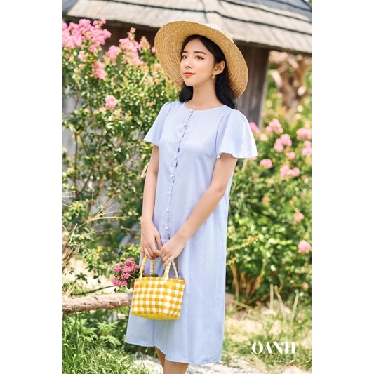 Đầm thiết kế size S sọc xanh trắng Divine Studio