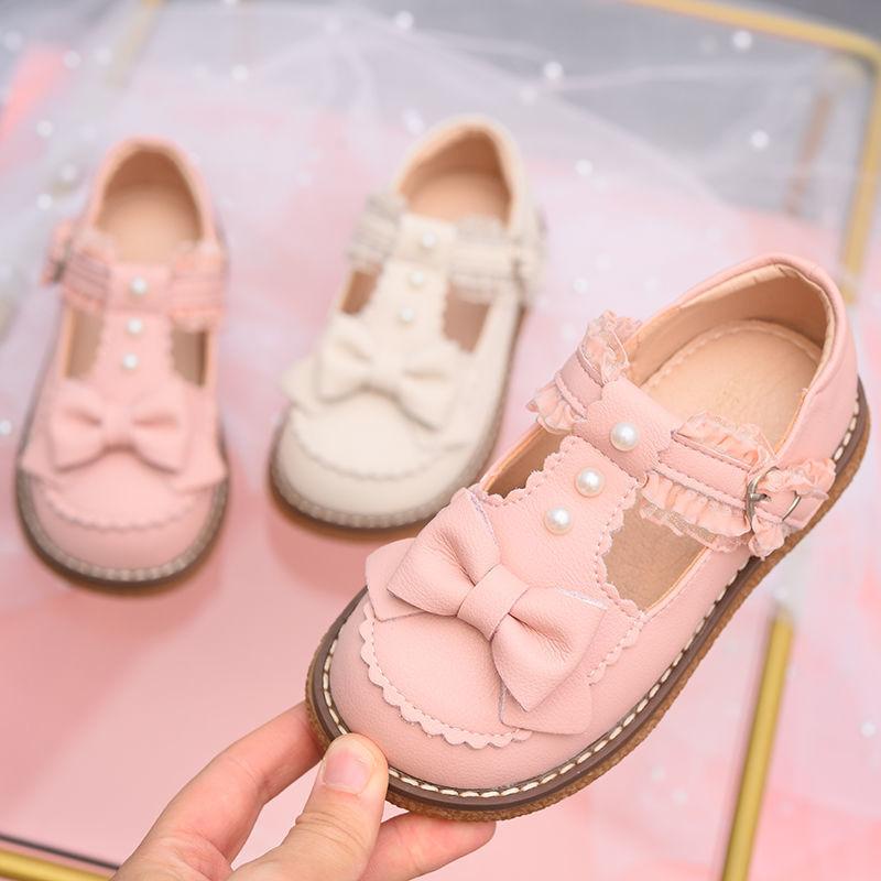 Giày búp bê cho bé gái da mềm mũi tròn đính nơ Lolita ôm chân phong cách tiểu thư cho nữ [GG01]