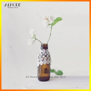 Chai thủy tinh cắm hoa trang trí dây thừng