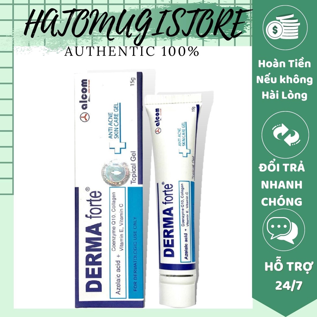 Gel bôi mụn derma [Sạch mụn- Hàng Auth] Giảm mụn mờ thâm Derma Forte 15g