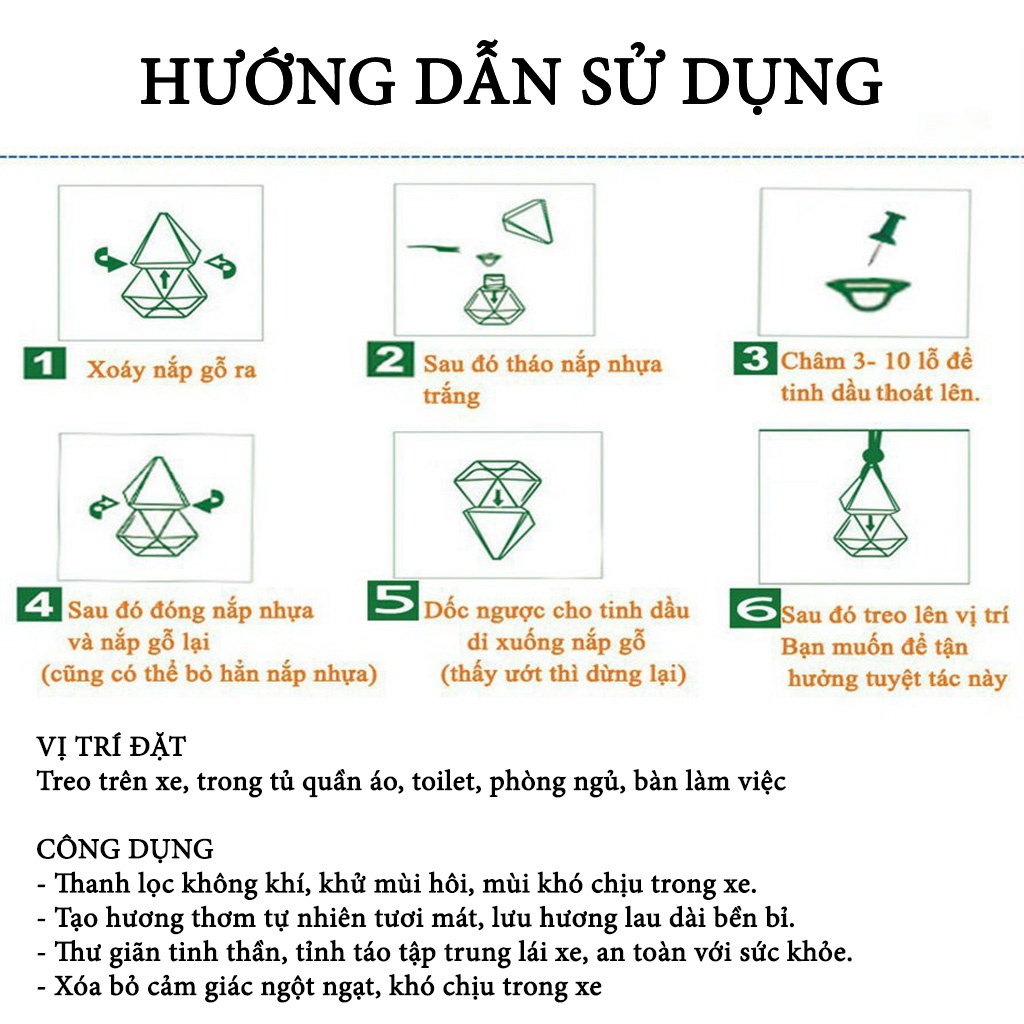 Tinh Dầu Treo Xe Oto TRUNGDUC VN  Mùi Thơm Thiên Nhiên Nguyên Chất Nhiều Mùi Hương - Hàng Chính Hãng