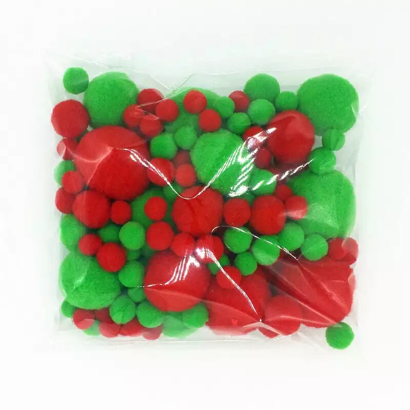 Pompom trang trí giáng sinh - pom pom hỗ hợp đủ size
