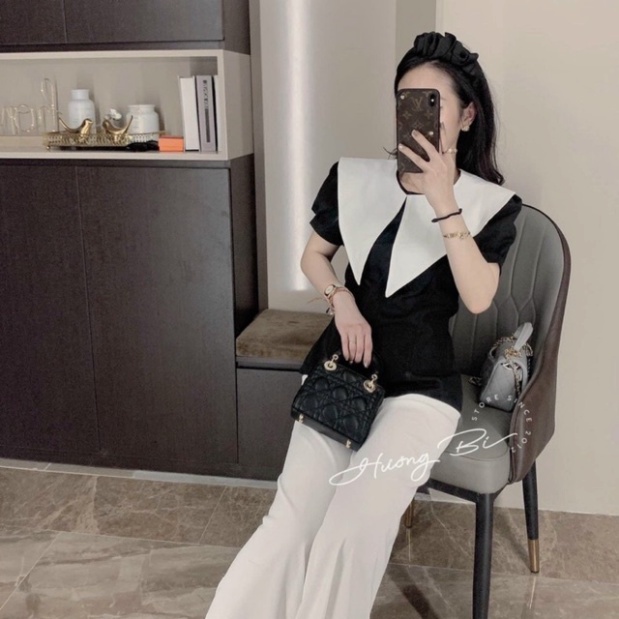 Áo sơ mi nữ ngắn tay thiết kế tròn tiểu thư siêu xinh_040 nội y xanh thiết kế thoáng mát