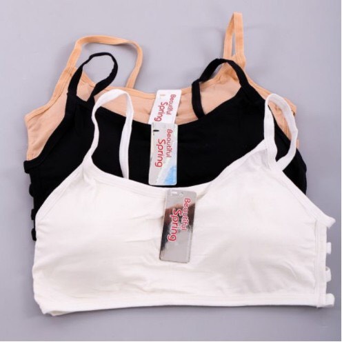 Áo lót áo bra nữ chất cotton học sinh 3 dây có mút ngực, mỏng mát, freesize 3 màu trắng, đen, da_Mstore