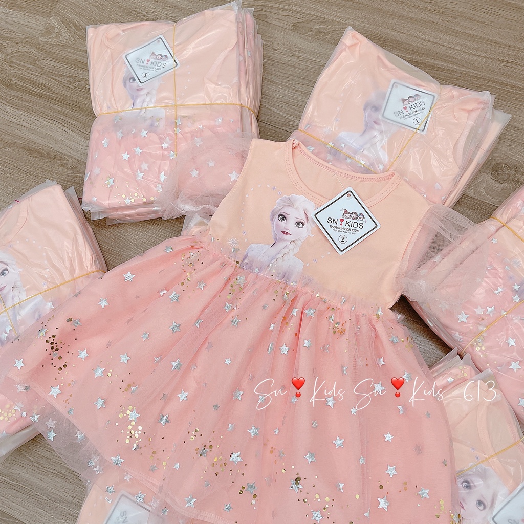 Váy bé gái váy Elsa, đầm công chúa Elsa ngắn tay đẹp đáng yêu, Từ 8-22kg - Richkid123p
