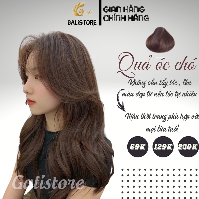 Thuốc nhuộm tóc Nâu Trầm màu Quả Óc Chó không cần Tẩy tóc tặng kèm oxy trợ nhuộm - Galistore