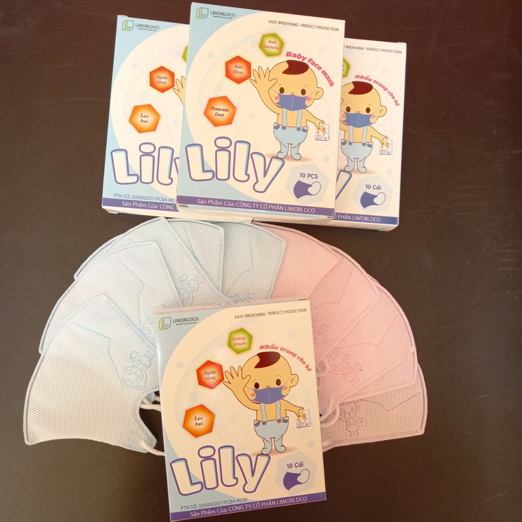 Khẩu trang y tế Lily cho bé hộp 10 cái như hình kháng khuẩn KT03 | BigBuy360 - bigbuy360.vn