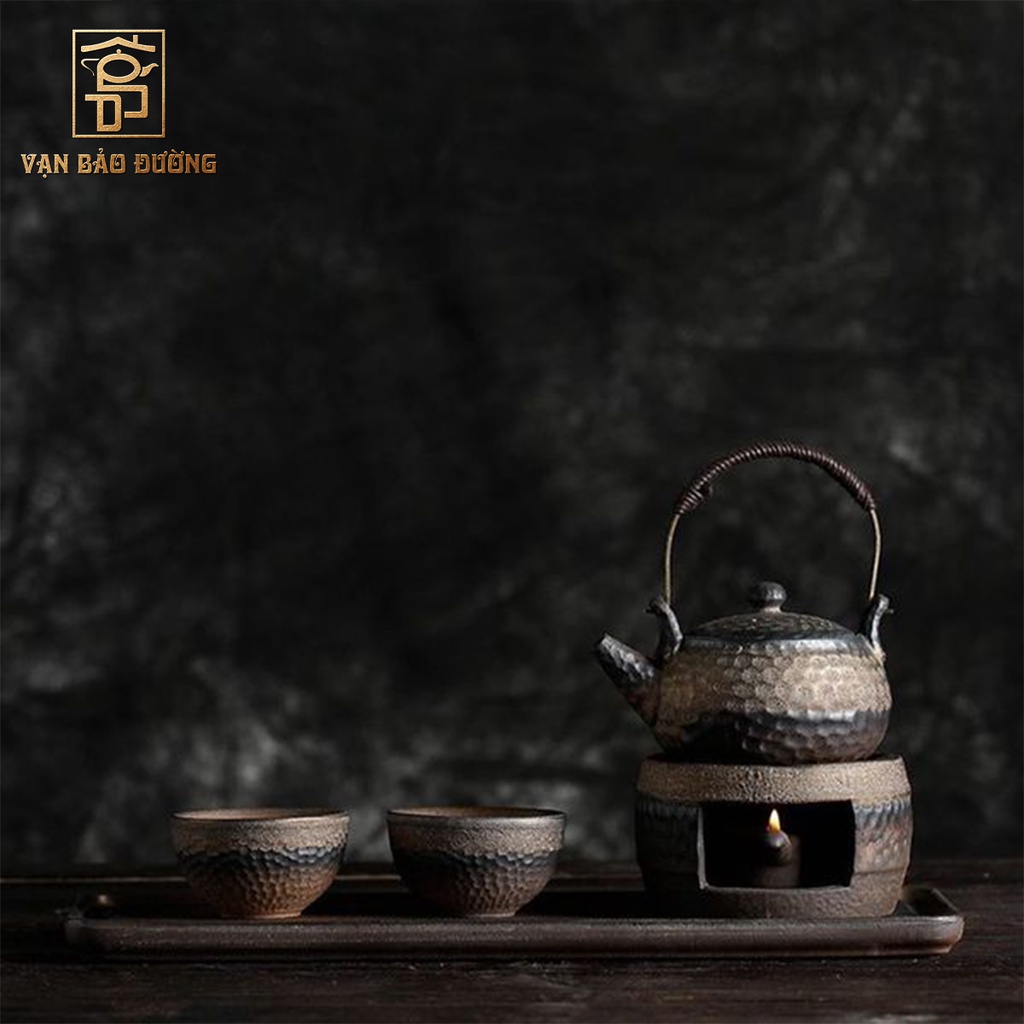 Bộ bếp ấm trà gốm khoáng đá kiểu Nhật Tokoname chế tác thủ công Vạn Bảo Đường - VBD021