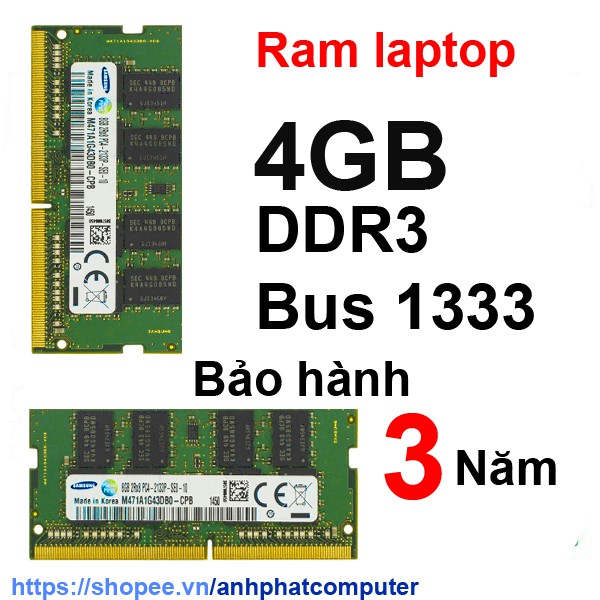 Ram laptop 4GB DDR3 Bus 1333