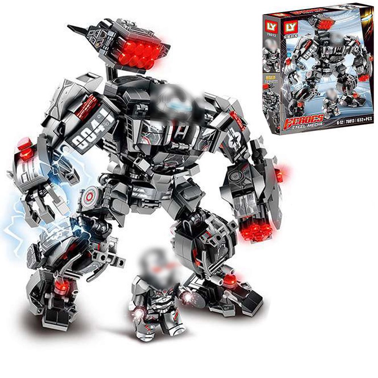 Đồ Chơi Lắp Ráp Kiểu LEGO Robot Người Sắt IronMan MK44 Steel Mecha Và Găng Tay Vô Cực LY76038-13 Với 820+ Mảnh Ghép