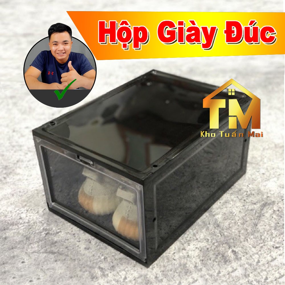 Hộp đựng giầy SALE nhựa cứng nắp cửa trong suốt thông minh Việt Nhật size lớn Sneaker Box