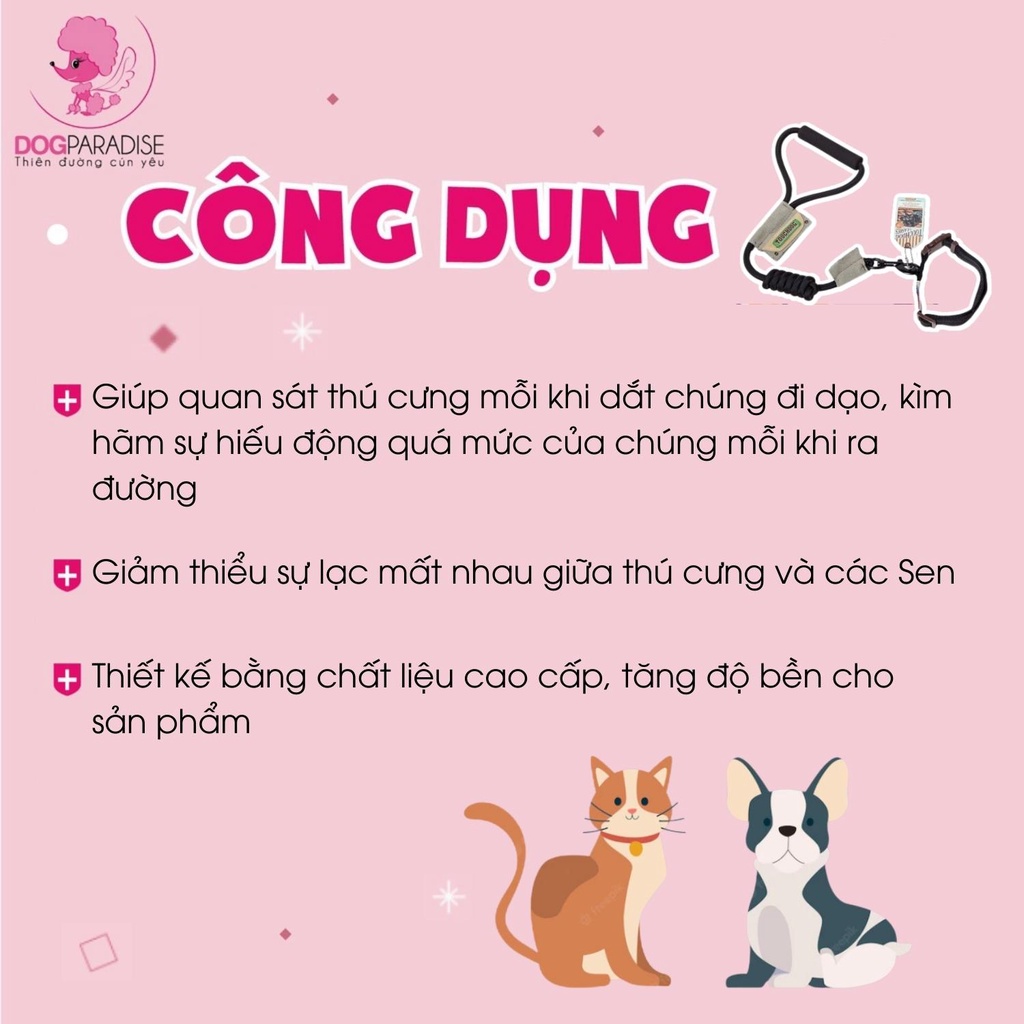 Bộ dây dẫn vòng cổ chó mèo Touchdog vòng cổ dễ điều chỉnh chất liệu siêu chắc nhiều màu sắc và kích cỡ - Dog Paradise