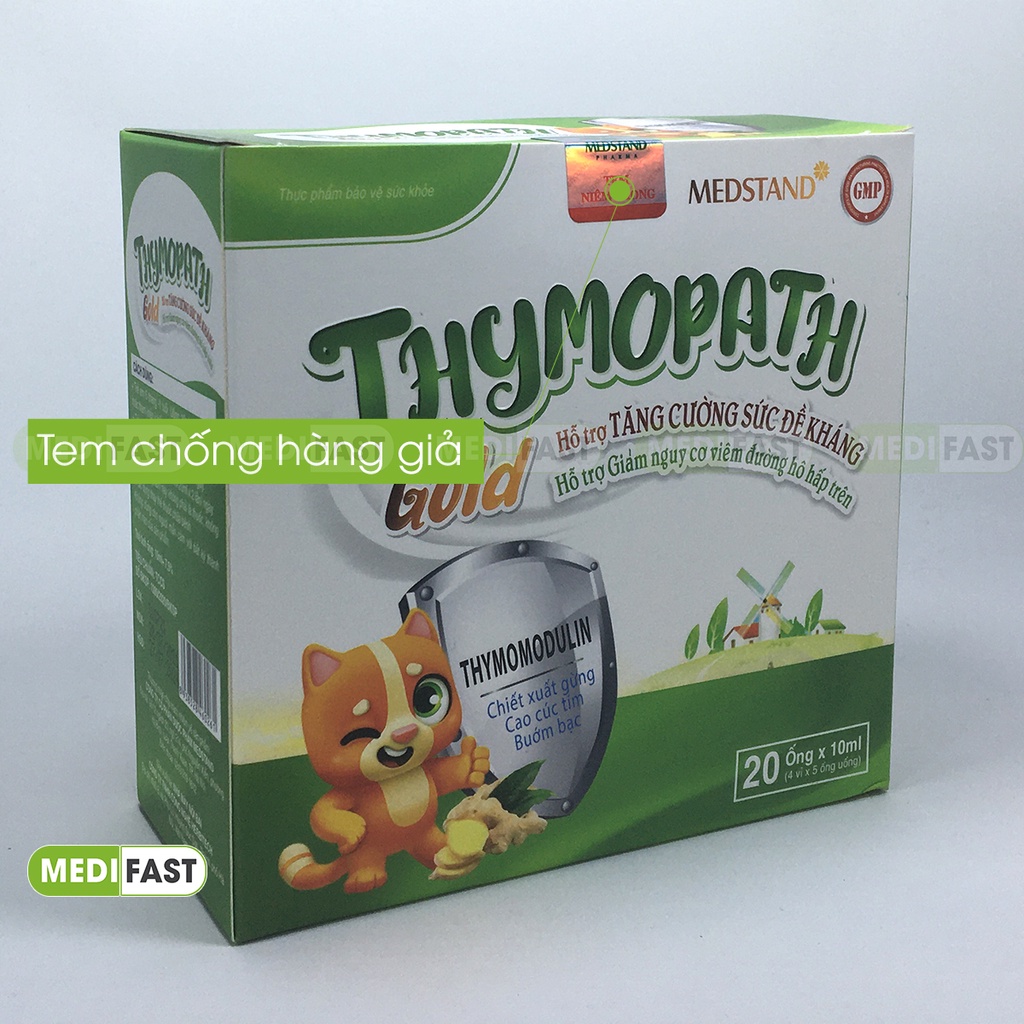 Siro tăng miễn dịch, tăng sức đề kháng Thymopath Gold cho bé từ 6 tháng tuổi - Hộp 20 ống từ thao dược