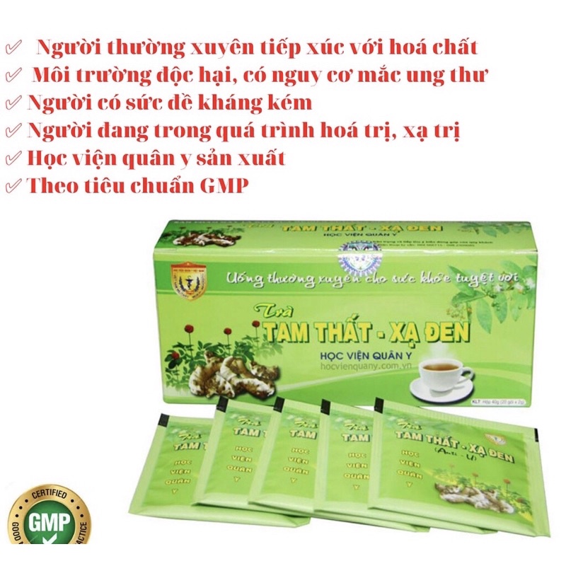 Hộp trà nhúng tam thất xạ đen học viện quân y tăng cường sức đề kháng của cơ thể giúp ngừa bệnh hiệu quả 20 gói