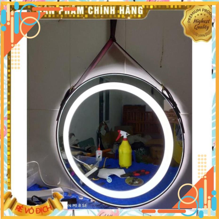 Gương Tròn Đèn LED Viền Da 3 Màu Cao Cấp Tăng Giảm Cường Độ Sáng [Size D40cm] Mirror Decor 360, 089.88.999.44